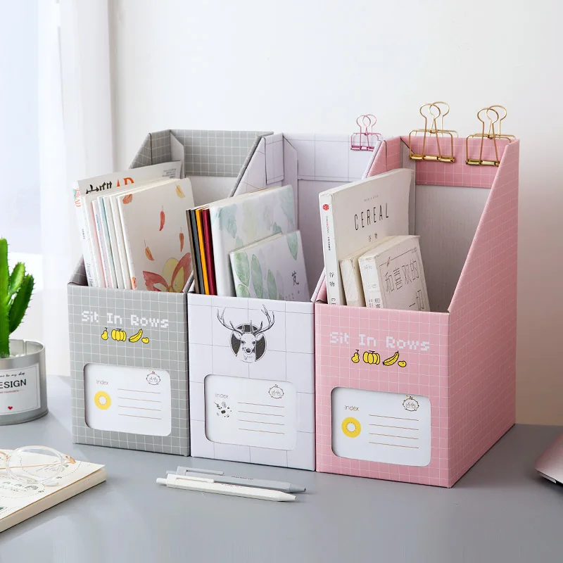 

High Capacity Paper Board Storage Box Student Creative Cute Pen Holder Desktop Decoration Boxes Organizer School Office Supply