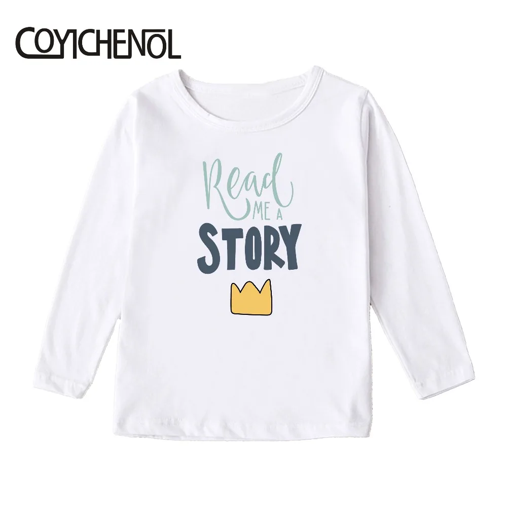 Детская футболка с рисунком из мультфильма; коллекция года; сезон весна-осень; От 2 до 12 лет; детские топы с длинными рукавами и рисунком; COYICHENOL