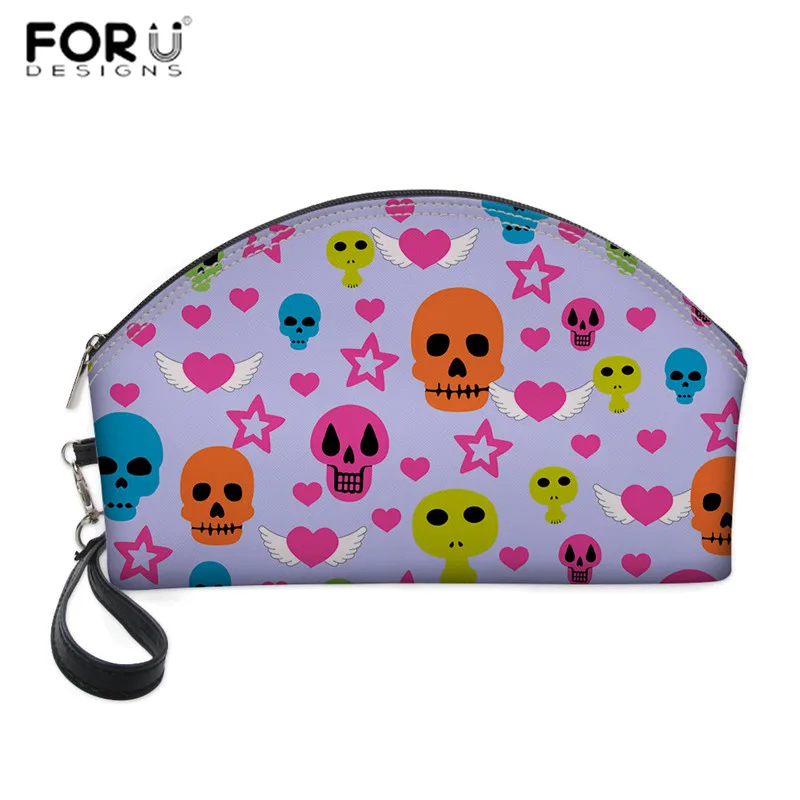 FORUDESIGNS Cartoon Skull Printed Cosmetic Bag Organizer Case Necessaries Travel Women Make Up Toiletry Tote Clutch - Цвет: CC3294Z9