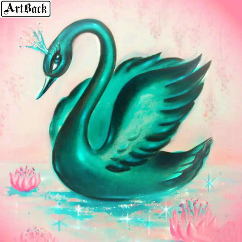 ArtBack 5d алмазная Картина Зеленый Лебедь полный квадратный животное 3d Мозаика