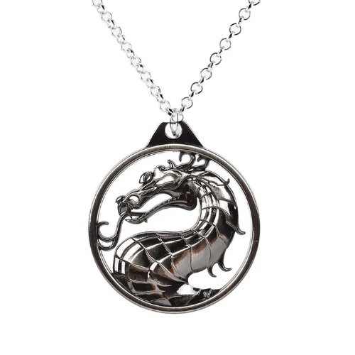 gun black Punk Dragon Necklace Mortal Kombat Pendants Necklaces Men Women Fashion Accessories Link Chain Charm Choker Gift - Окраска металла: gun black