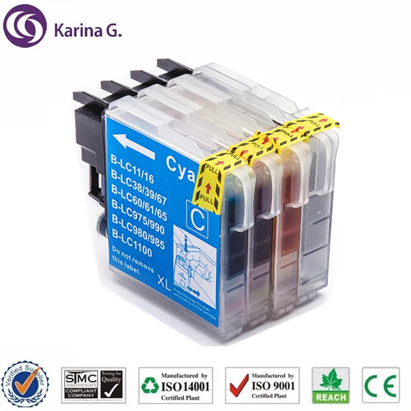 4х совместимых чернильных картриджей для LC65 LC67 LC80 LC990 LC1100 LC11 LC16 LC38 LC61 принтера Brother