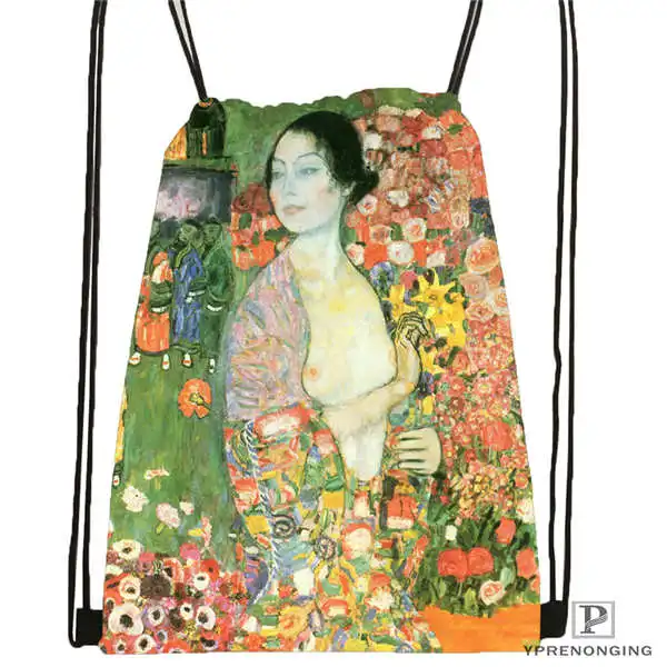 Custom Gustav_Klimt походная сумка на шнурке милый рюкзак для детей(черная спинка) 31x40 см#20180611-02-98 - Цвет: Drawstring Backpack
