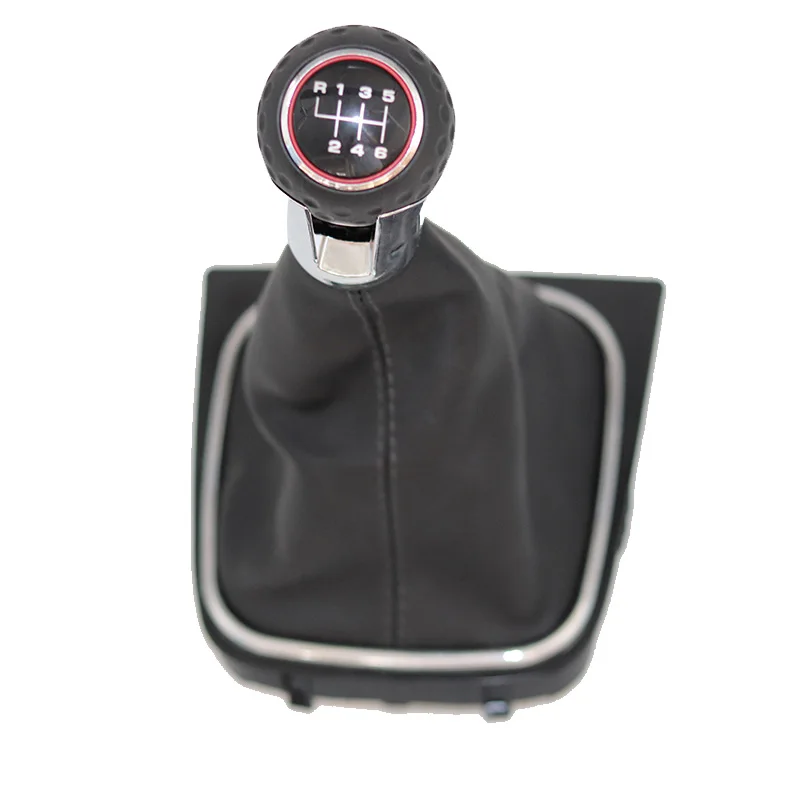 R123456 black line Кожаная ручка переключения передач рычаг переключения передач для VW Golf 5 MK5 R32 GTD GTI гольф 6 MK6 Jetta 2005 - Название цвета: R123456 black line