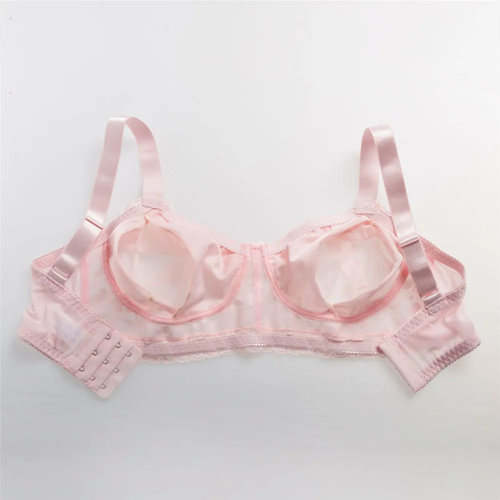 (600g/pair Silicone Breast Beige+Sexy Transparent Lace Pocket Bra