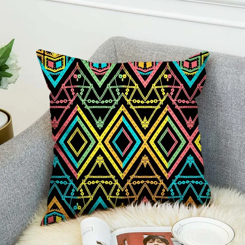 Geometric Cushion Cover Diamond Striped Wave Throw Pillow Cover Decorative Sofa Pillow Case Pillowcase 45x45