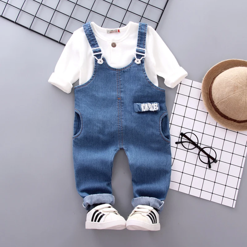 Fashion comfortable casual handsome solid color round collar long sleeve jeans trendy bulk wholesale kids children clothing | Детская