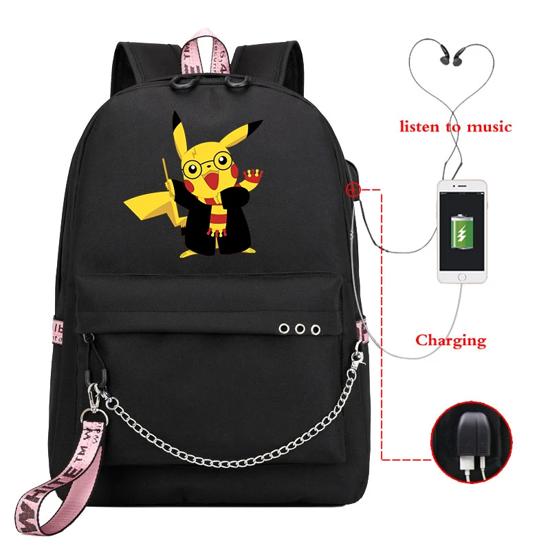 18 Mochila Pokemon рюкзак Пикачу для мужчин и женщин рюкзаки для путешествий рюкзак для ноутбука Usb зарядка школьные сумки для девочек-подростков - Цвет: 18