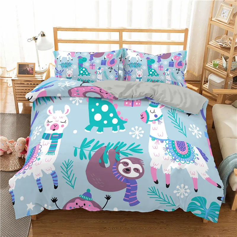 ZEIMON Cartoon Bedding Set 3D Sloth Printed Duvet Cover Set 2/3pc Bedclothes With Pillowcase Bedspreads For Home Textiles