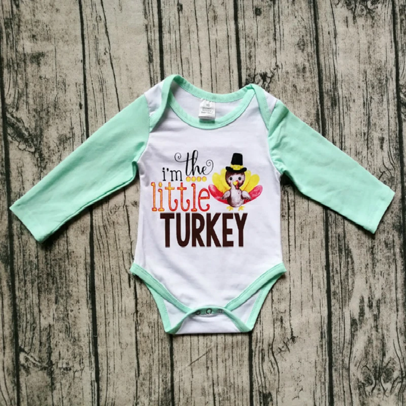 Thanksgiving infant baby cotton full sleeve letter Turkey patchwork tops bodysuits jumpsuits newborn outwear 0-18M