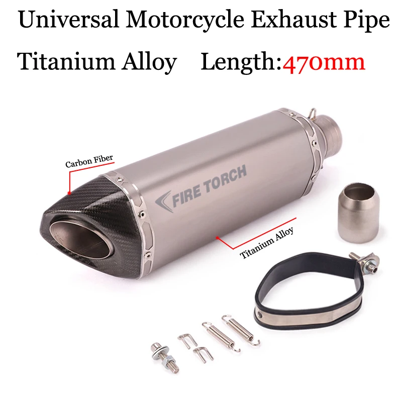 

Slip On Universal Motorcycle Titanium Alloy Exhaust Pipe Muffled Modified For FZ1 MT-09 CBR500 BK600 Z800 NC700 TMAX530 Z900 FZ8