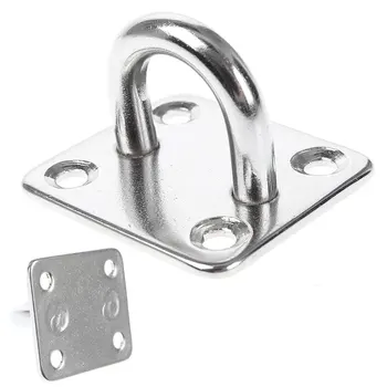 

4 Holes Boat Deck Eye Plate Rope Fixing Stainless Steel With Ring Rectangle Hardware Marine Yacht Accessories 2PCS