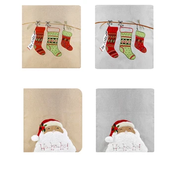 

Christmas Chair Cover, Soft Santa Claus Snowman Stockings Chair Back Covers Caps for Home Decoration