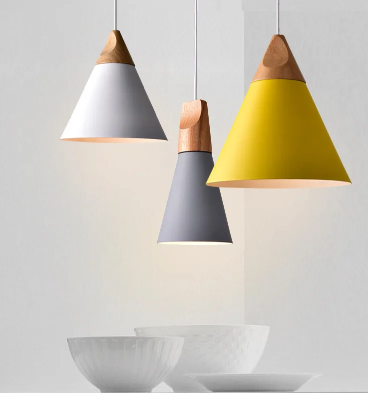 

Japanese Style Northern European-Style Macarons Bedside Chandelier Color Solid Wood Restaurant Light Bedroom Bar Counter Modern