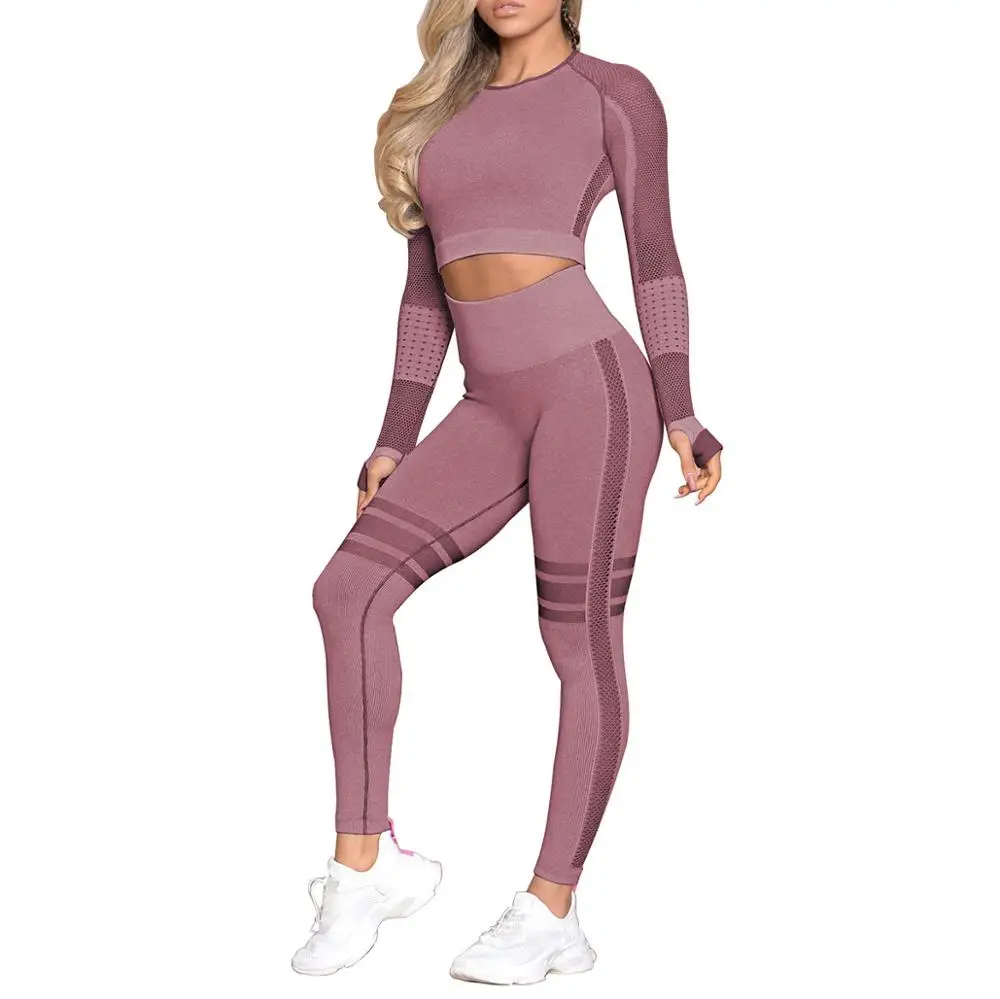 

2pcs/set Vital Women Sport Suit Yoga Set Crop Top and Leggings Set Sports Wear for Women Gym Fitness Clothing Athletic Yoga Set