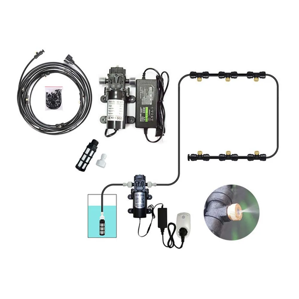 Garden Water Mist Spray Electric Diaphragm Pump Kit Greenhouse  irrigation Outdoor Misting Cooling System 6-18M 5
