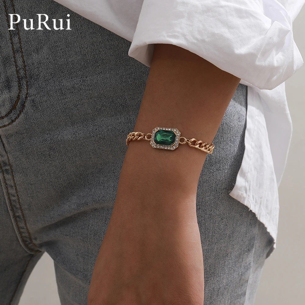 

2020 Shiny Crystal Bracelet for Women Link Cuban Chunky Chains Charm Bracelet Rinestone Wedding Jewelry for Women Girls Gift