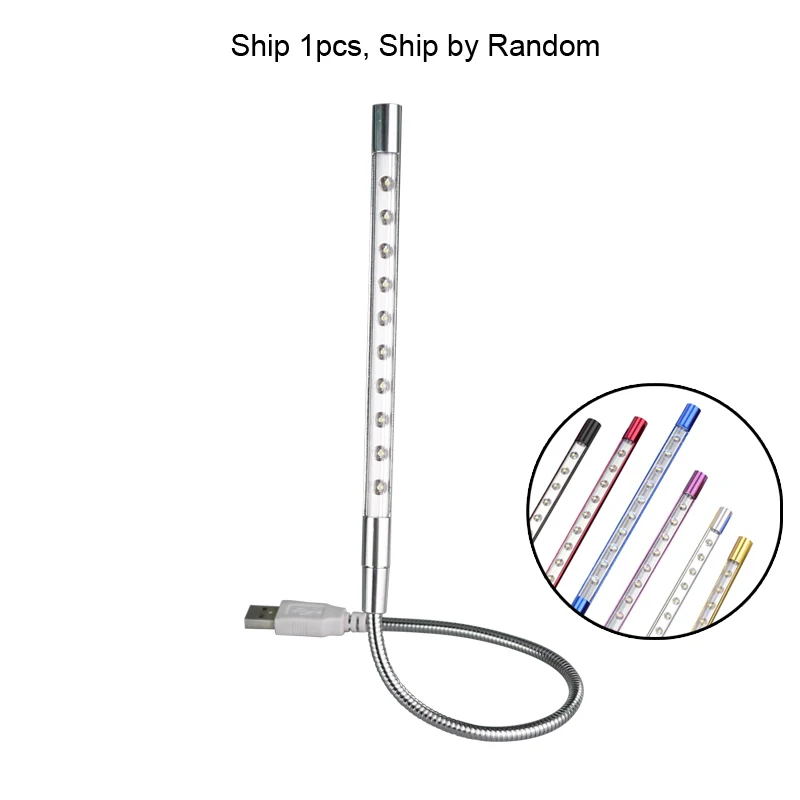 10LED USB Metal Мини USB светодиодный светильник-книга, светильник для чтения, гибкая USB лампа, настольная лампа для ПК, ноутбука, Дополнительный внешний аккумулятор, лампа для чтения для детей и студентов - Испускаемый цвет: 10LED USB Metal