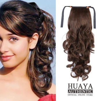 

HUAYA Long Deep Wave Synthetic Ponytail Clip in Hair Extensions Natural Tails Hairpiece Heat Resistant Synthetic Hair for Women