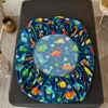 1 Piece of Blue cartoon small dinosaur Pattern Frosted Bedsheet, Bedroom Printed Bedspread, Bedding (Excluding Pillowcases) 2