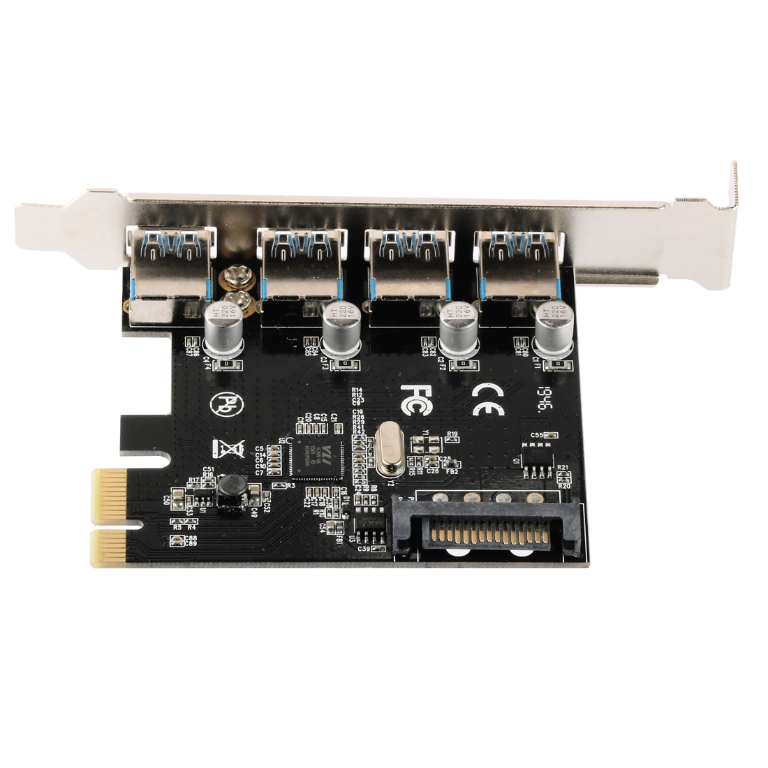 4 포트 USB 3.0 PCI-e 확장 카드 PCI Express PCIe USB 3.0 허브 어댑터, 5Gbps 라이저 컨트롤러 익스텐더, 4 핀/SATA 전원 포함