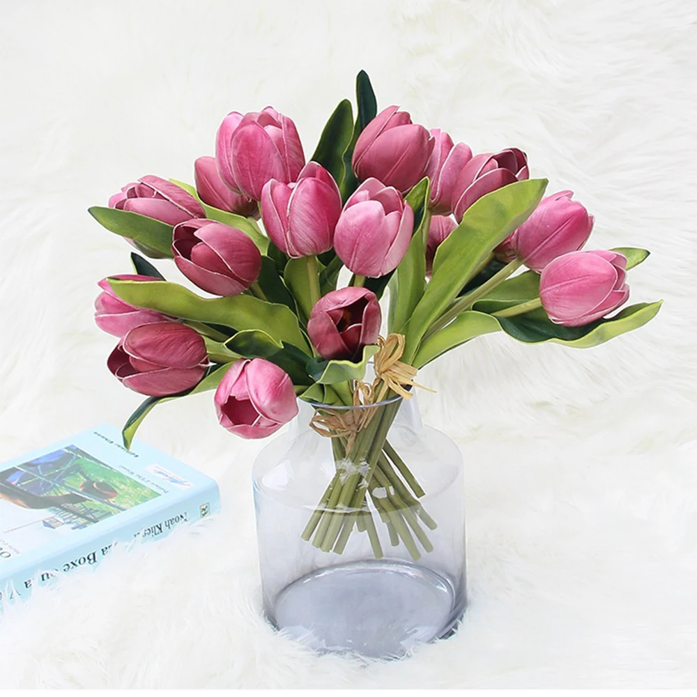 7 цветов/букет тюльпан искусственные цветы на ощупь искусственный букет для