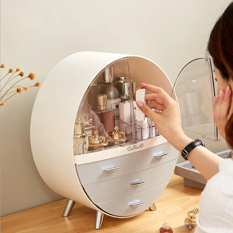 

QQ egg home transparent cosmetic storage box large capacity lipstick storage box desktop dust skin care cosmetics box