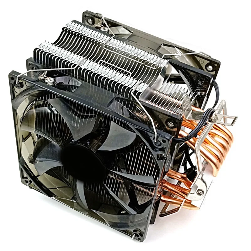 CPU Cooler 12Cm Fan 6 Copper Heatpipes 3Pin Radiator Dual Fan Cooling Cooler with LED for LGA 1150/1151/1155/1156/1366/775/2011