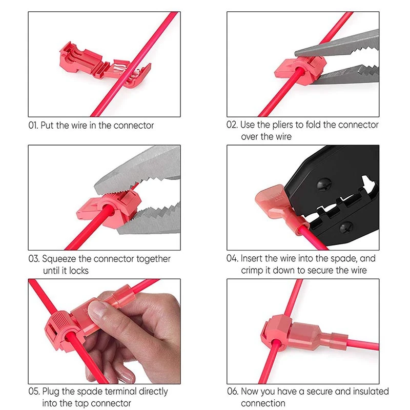 260 Pcs Function T Tap Electrical Connectors- Quick Wire Splice Taps and Insulated Male Quick Disconnect Terminals