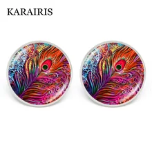 Karairis новые богемные Красочные модное перо павлина серьги
