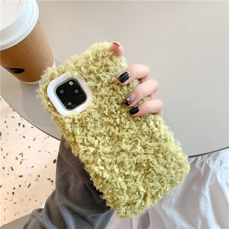 GlamPhoneCase Solid Color Plush Phone Case For iPhone11Pro/Max X XS Max XR Soft Silicone Cover For iPhone11 7 8 6 6s Plus Case
