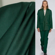 Ткань зеленая саржа эластичная камвольная шерсть льняная ткань одежда материал осенние женские костюмы швейная ткань портной