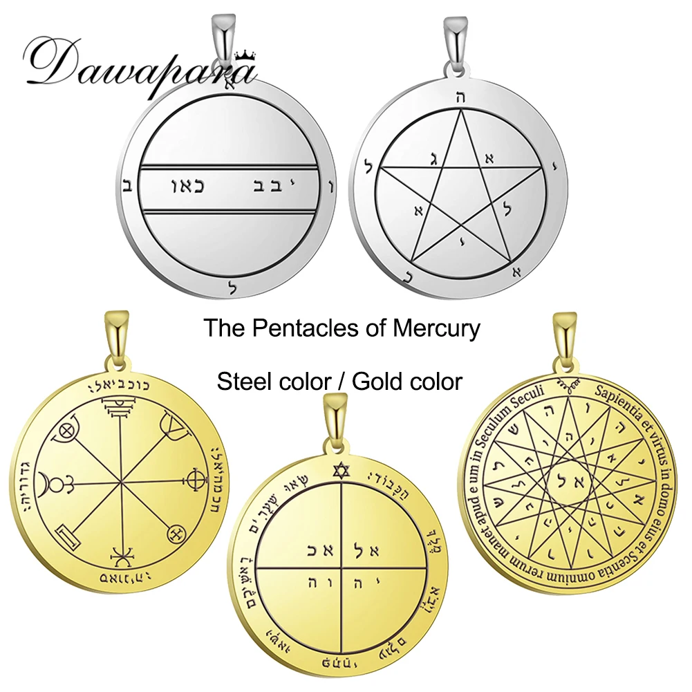Dawapara Talisman DIY Charms Zubehör Solomon Pentacle of Mercury Anhänger für Halskette Edelstahl Zubehör