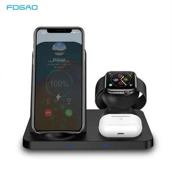 Fdgao 15ワット高速チーワイヤレス充電器iphone 11 8 × xr xsサムスンS20 S10E S9時計se 6 5 4 3 2 airpodsプロ電話ホルダー