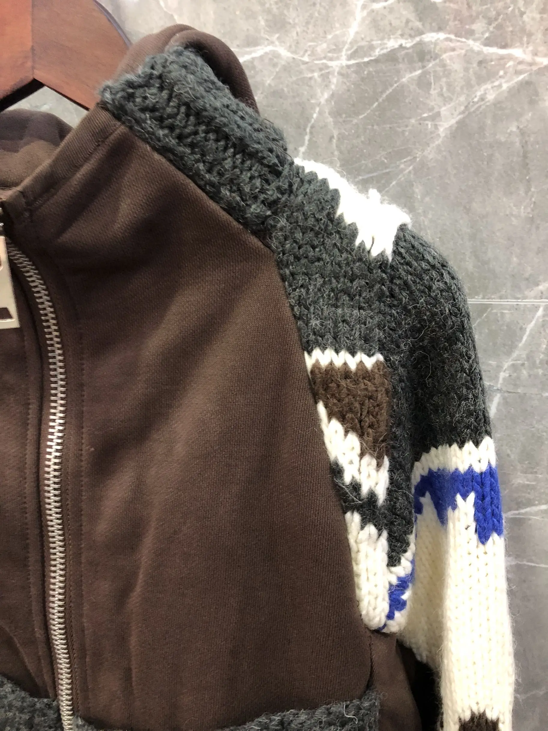 2019FW winner винтажное женское трикотажное лоскутное пальто с капюшоном, куртка, женская повседневная верхняя одежда, пальто, 2 цвета, пачка