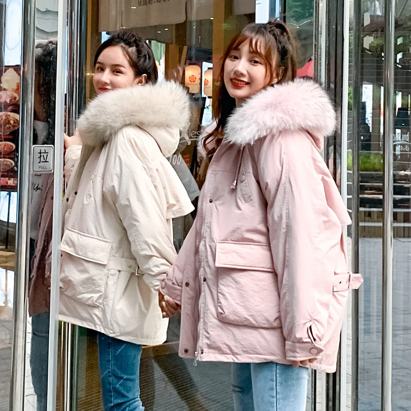 

2019 Autumn And Winter New Style down Jacket Cotton-padded Clothes Short Students Fashion Large Size Embroidered down Coat Women