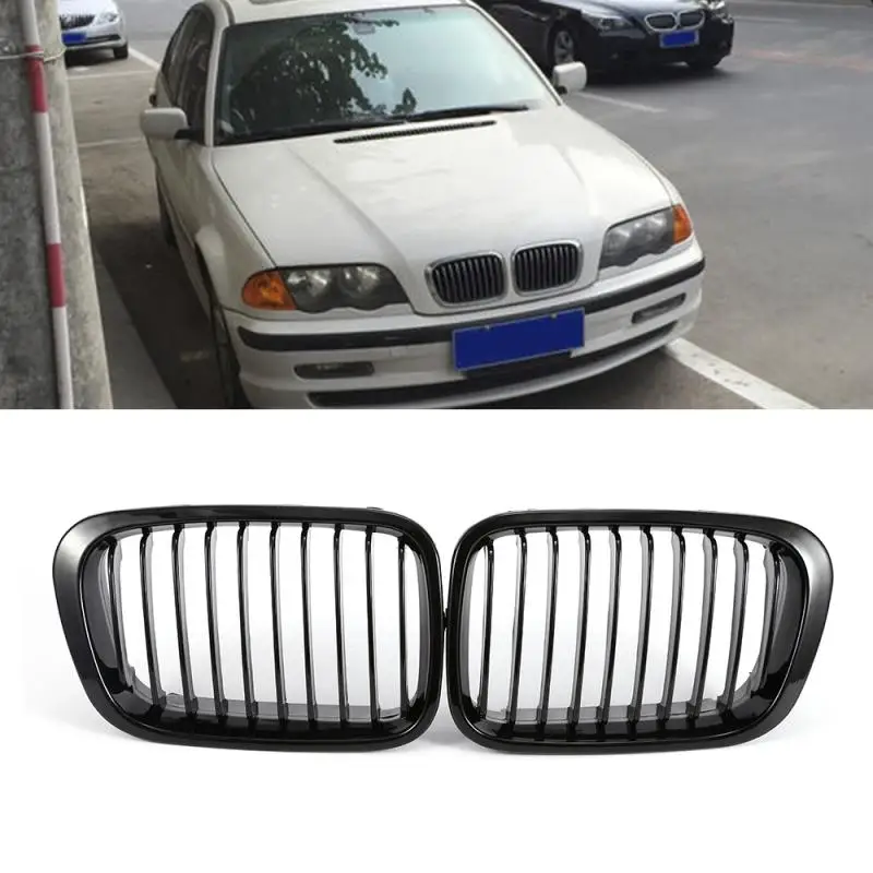 For BMW E46 318I 320I 325I 330I 1998-2001 Front Air Intake Grill Bumper Kidney Grilles Car Grille Gloss Black Parts | Автомобили и