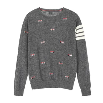 

New winter women s clothing collar bow embroidery knitted turtleneck sweater F9163