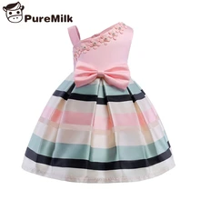 PureMilk/платье в полоску без рукавов для девочек; кружевные платья для девочек; детская одежда; Летние вечерние платья для девочек