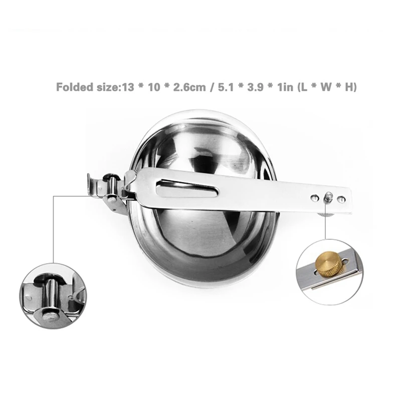 Silver Spoon Outdoor Tableware for Camping Stainless Steel Folding Spoon Foldable Soup Ladle Portable Cooking Utensils