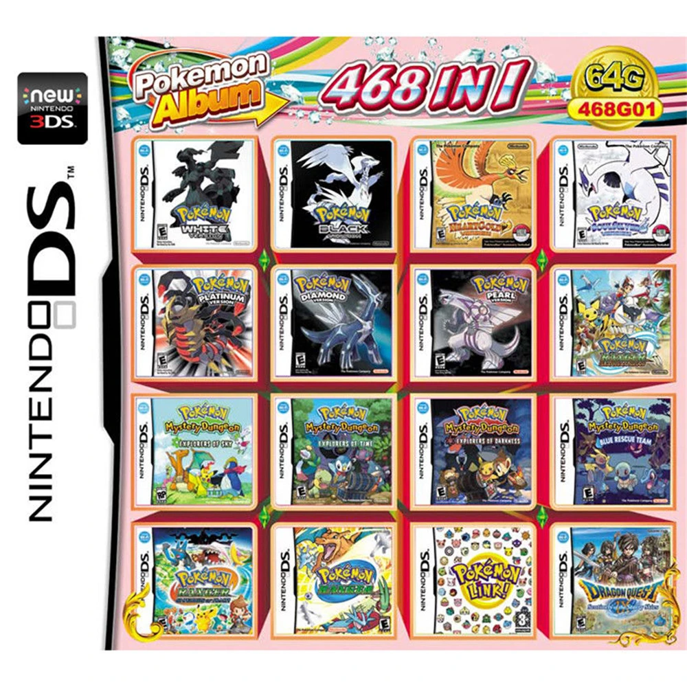 

468 in 1 Video Game Accessories Parts Compilation Cartridge Card for DS/3DS/2DS Console Super Combo Multi Cart