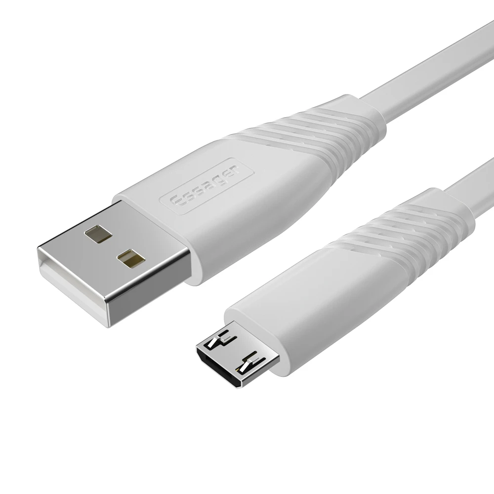 Flat White Cable Essager Micro USB зарядное устройство плоский кабель для samsung huawei Xiaomi 1 м 2 м кабель синхронизации данных провод 2.4A Быстрая Зарядка Кабели для мобильных телефонов - Цвет: Flat White Cable