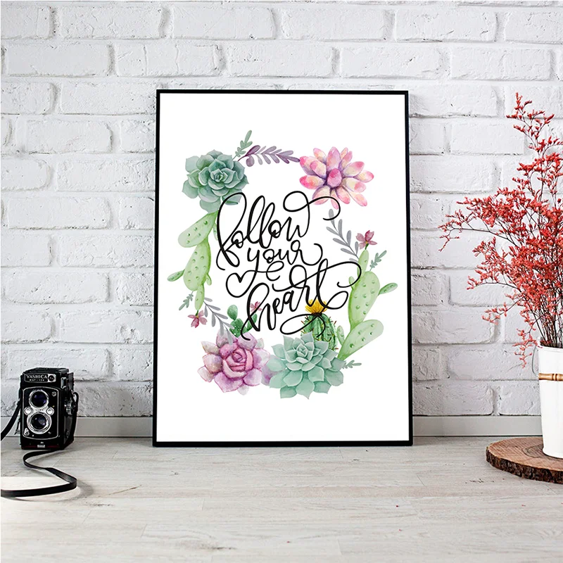 

Watercolor Tropical Leaf Cactus Flower Canvas Art Print Painting Wall Art Picture Paintings Modern Nordic Living Room Home Decor