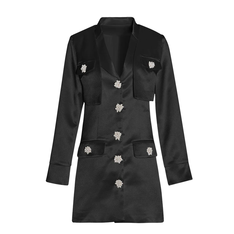 TWOTWINSTYLE комплект из двух предметов для женщин с длинным рукавом короткий Блейзер с v-образным вырезом высокая посадка на пуговице платье женский костюм осень мода