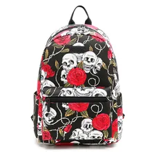 Женский череп принт в цветочек с розами панк школьный рюкзак для девочек-подростков 14 дюймов сумки для ноутбука Kawaii Bookbag Повседневная сумка