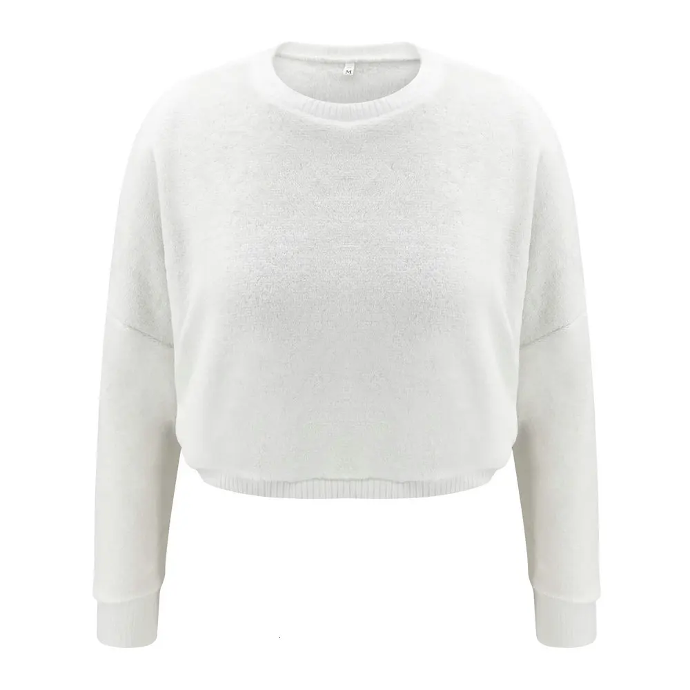 Женский уличный костюм из 2 предметов белый укороченный топ с круглым вырезом и