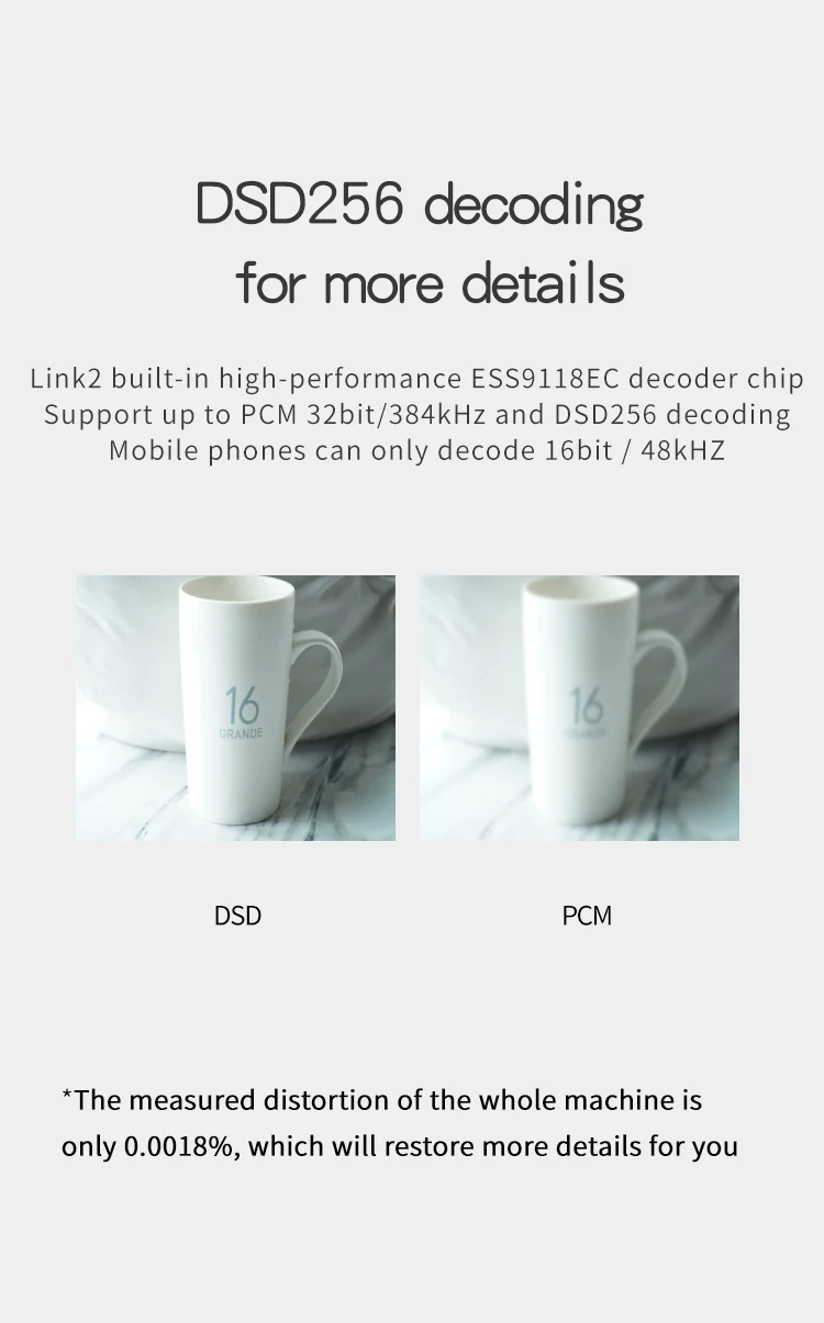 AK XDuoo Link 2 Portable Decoding Headphone Amplifier 150mW DAC Designed for Cellphone with ESS0118EC Chip