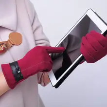 Женская Функция касания экрана зимние спортивные теплые перчатки полный палец рукавицы зимние теплые перчатки Модные