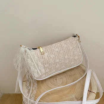 

Summer Straw Flap Bags For Women 2020 Lace Mini Crossbody Bag Zipper Designer Bag New Ladies Hand Bag Female Messenger Bag Sac