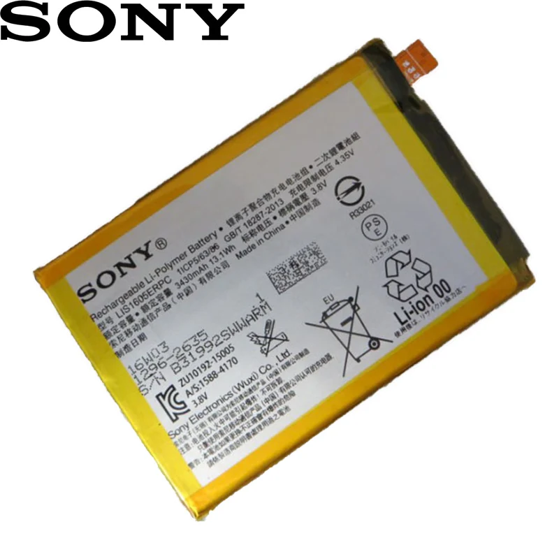 Аккумулятор sony 3430mA LIS1605ERPC для sony Xperia Z5 премиум класса Z5P Dual E6853 E6883 настоящий телефон аккумулятор высокого качества